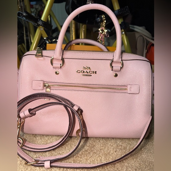Coach Handbags - 🌸 Coach Rowan Satchel Powder Pink Leather Crossbody Bag Gold Hardware